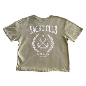 Rebellious One Cropped Yacht Club Graphic T-Shirt  NEW
